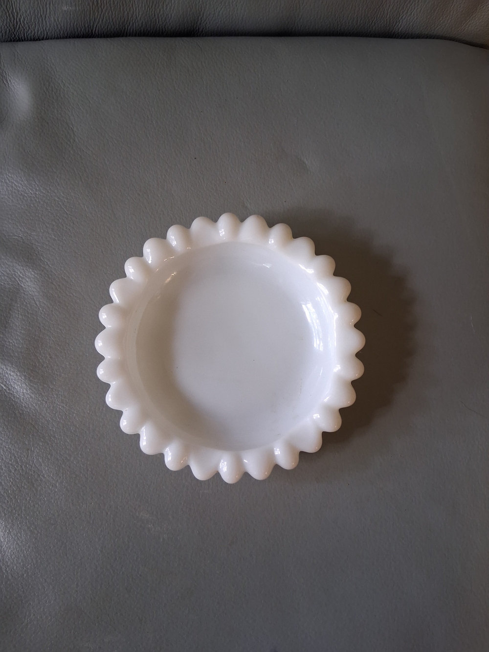 Vintage Milk Glass Flower Trinket Dish